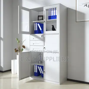 2-Door White Steel Cabinet With Safe