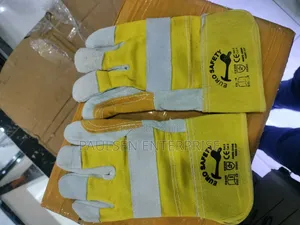 Heavy-duty Double Palm Yellow Leather Safety Gloves