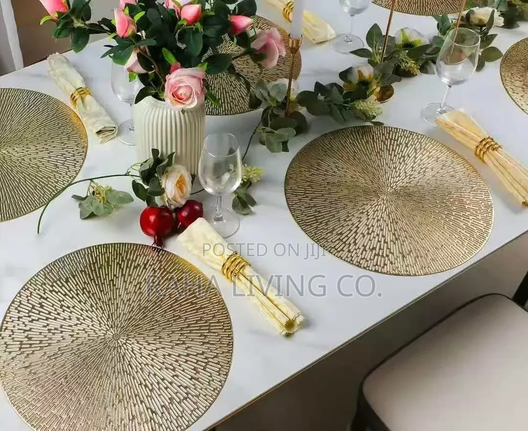 6pc Round Table Mats Set | Gold Silver Rose Gold