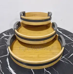 3-Piece Bamboo Nesting Serving Trays Multi-Use Home Décor Set