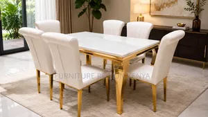 Imported Six-Seater Marble Dining Table