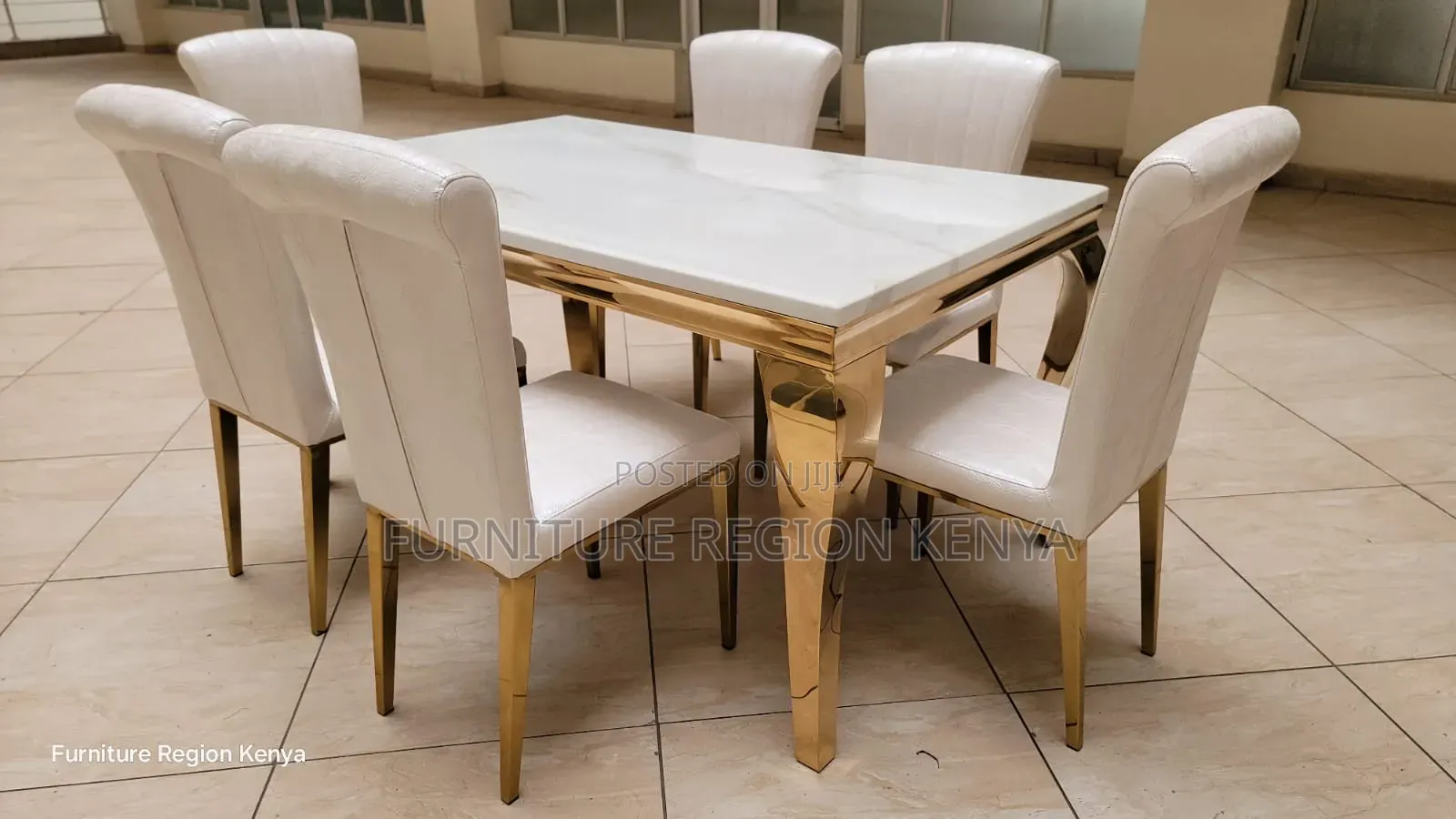 Imported Six-Seater Marble Dining Table