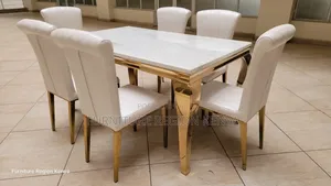 Imported Six-Seater Marble Dining Table