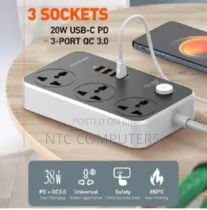 Ldnio Sc3412 Power Strip 3 Ways Fast Charging 2500w Extension Socket
