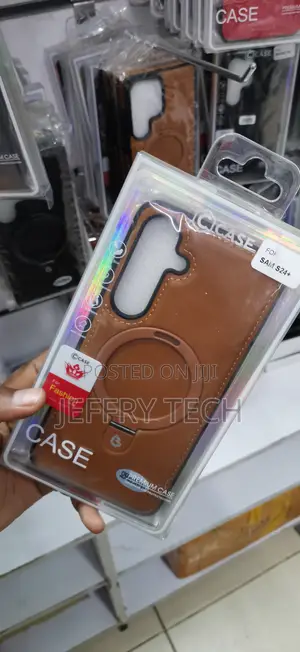 Brown Gicase Magnetic Pu Leather Case With a Built-in Metal Ring Stand