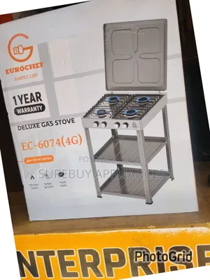 Eurochef 4-Burner Standing Deluxe Gas Cooker Stove With Shelves