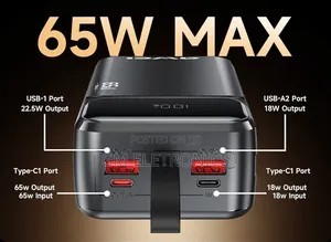 65w Super Fast 30000mah Power Bank With Built-in Cables Led Display.