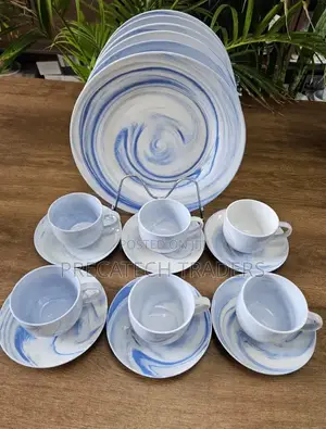 18-Piece Ceramic Dinner Set – Blue Marble Design