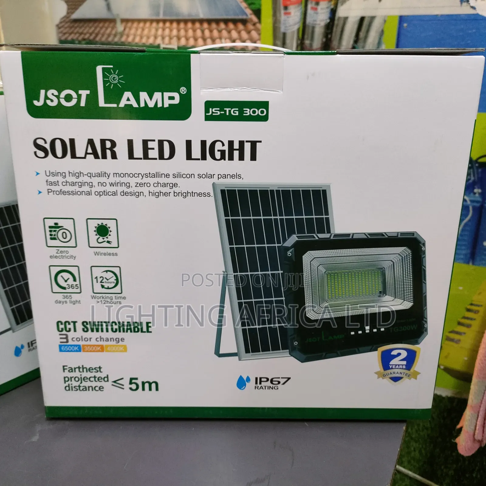 300 Watts Solar Floodlight Complete With Remote Control and Bracket
