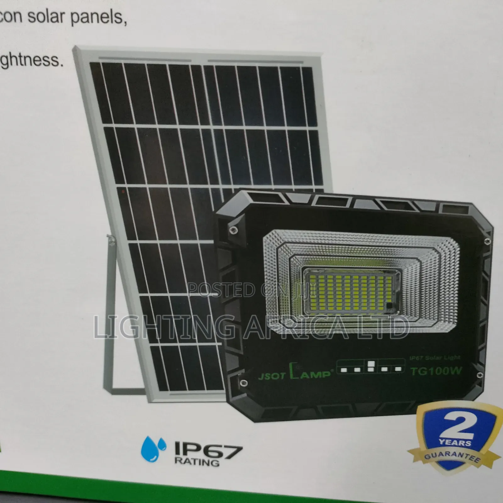 100 Watts Solar Floodlight Complete With Remote and Wall Bracket