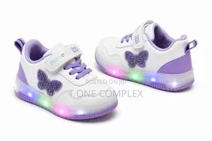 Kids Led Light Up Sneakers - Girls Butterfly Shoes With Velcro Strap