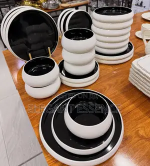*24pcs Elegant White Double Glaze Ceramic Dinner Set*