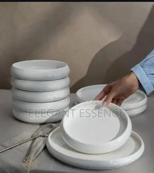 24pcs Elegant White Ceramic Dinner Set
