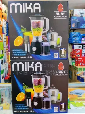Mika Blender 1.5l 4 in 1 With Grinder Chopper Ss Filter, 400w, Black