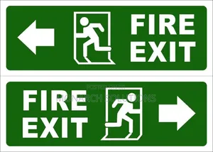 Fire Exit Signs, Green White Color
