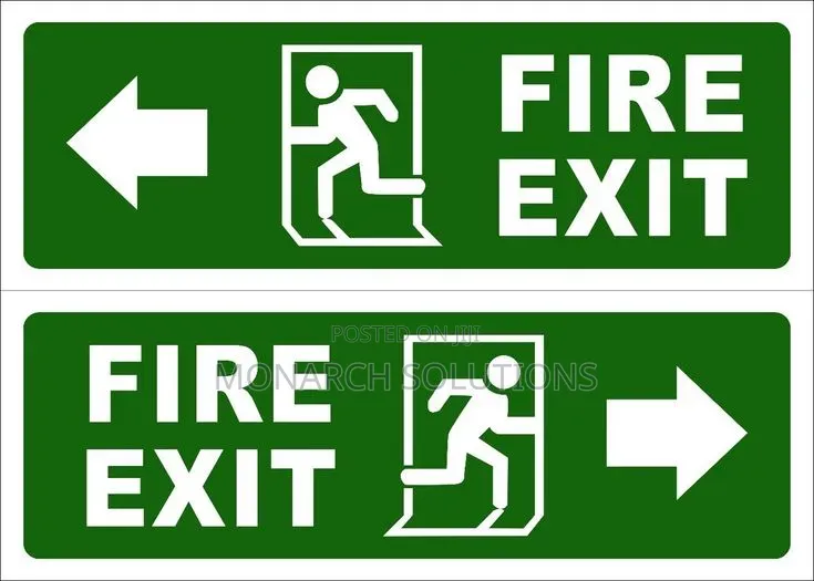 Fire Exit Signs, Green White Color