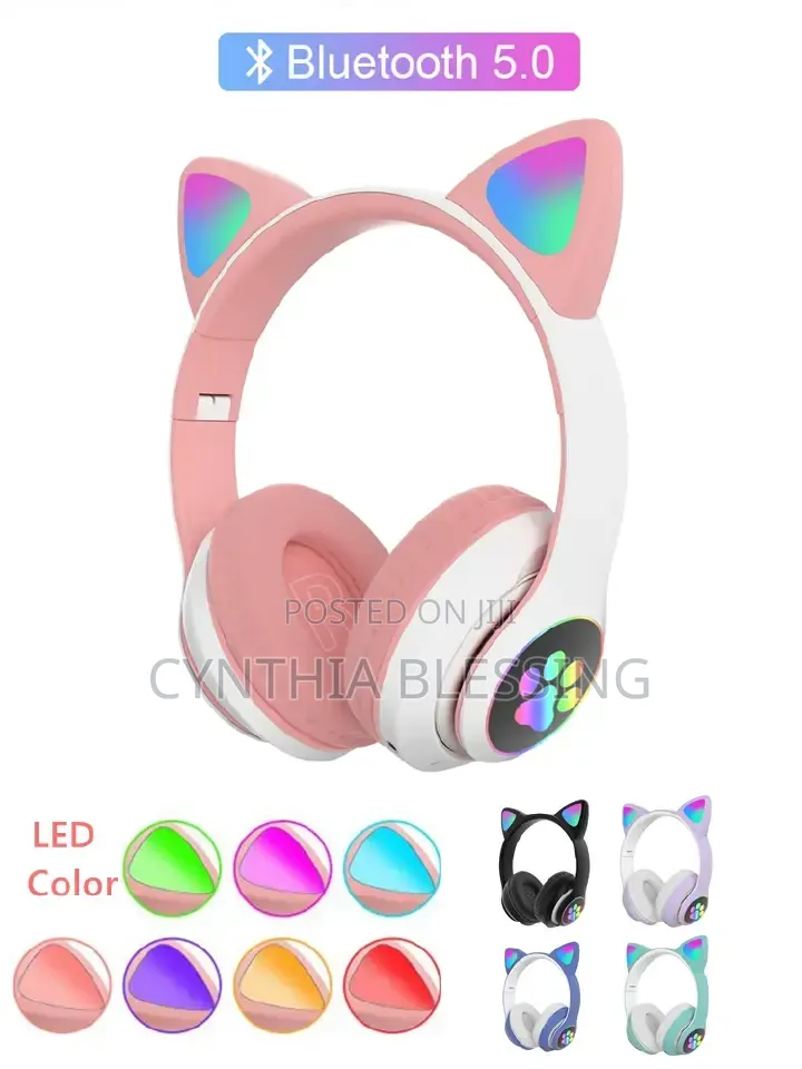Cat Ears Bluetooth Wireless Headphones With Mic