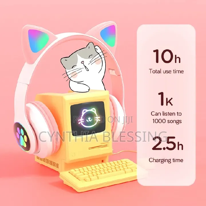 Cat Ears Bluetooth Wireless Headphones With Mic