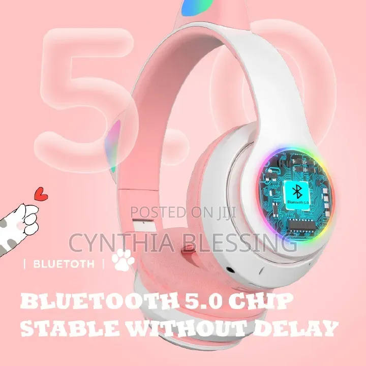 Cat Ears Bluetooth Wireless Headphones With Mic