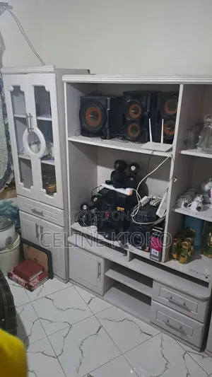 Large Wooden Wall Unit / Tv Cabinet With Glass Display – Second Hand