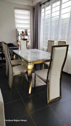 Marble Six-Seater Dining Table Set