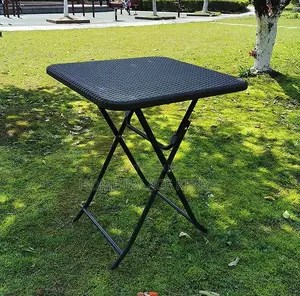 Foldable Table: Rattan Imitation Plastic Trestle Table