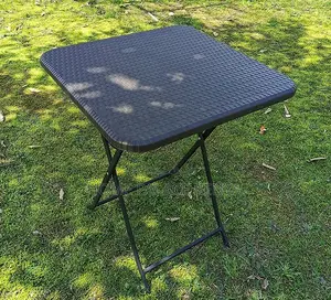 Foldable Table: Rattan Imitation Plastic Trestle Table