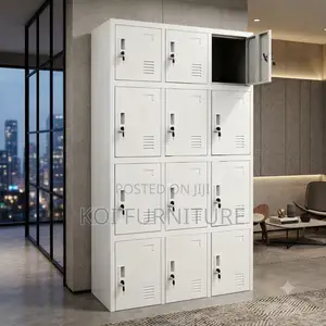 Office Cabinet; 12 Lockers Gray Office Lockable Documents File Cabinet