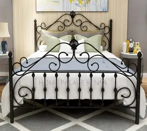Steel Bed: Steel Bed With Crafted Decorative Frame Art