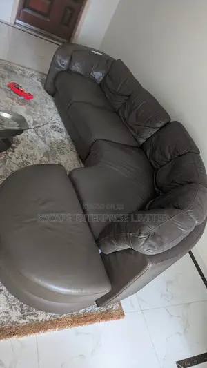 Large Curved Leather Corner Sofa