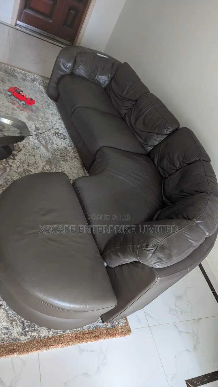 Large Curved Leather Corner Sofa