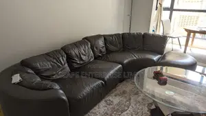 Large Curved Leather Corner Sofa