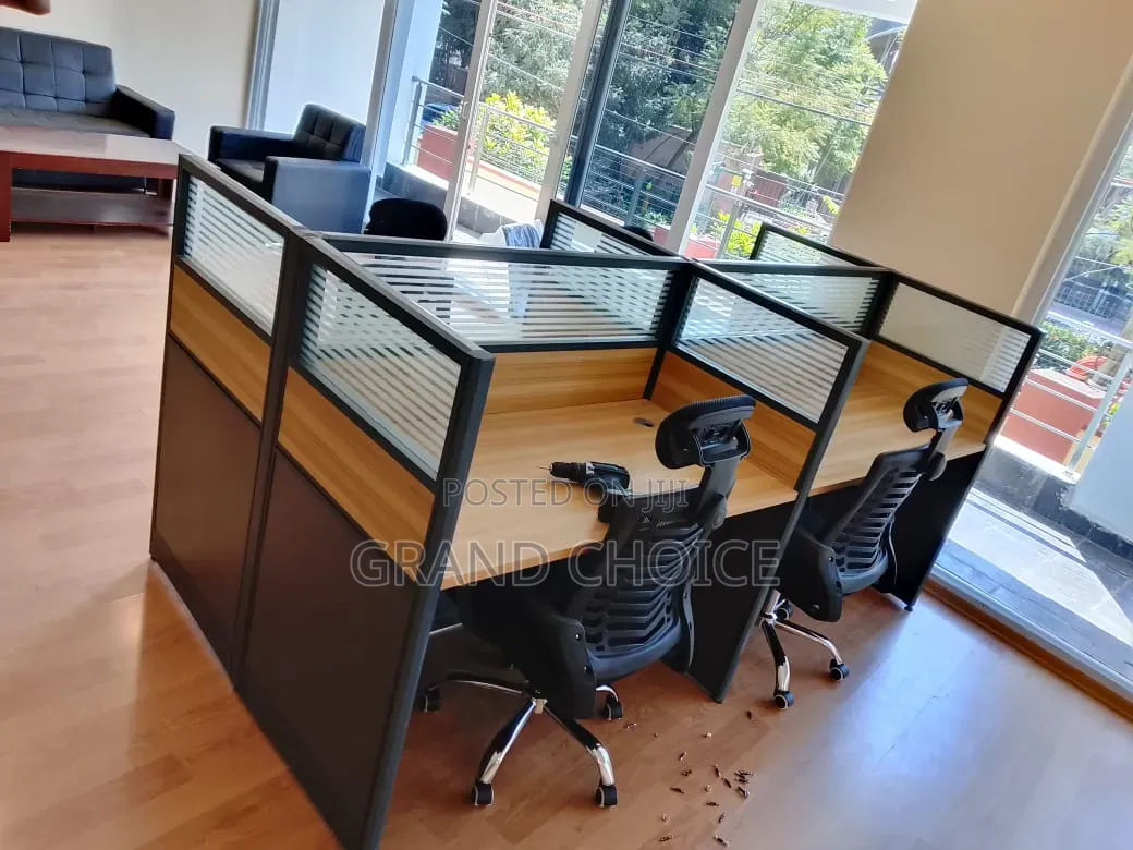 Office 4 Way Brown Workstation