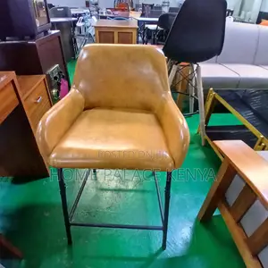 Bar Chair: Leather Padded Counter Chair With Arms