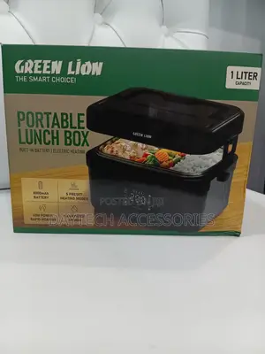 This Is a Green Lion Portable Lunch Box in Black.