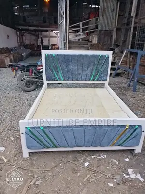 4x6 Grey Mocket Bed With Tufted Panels Color Strips