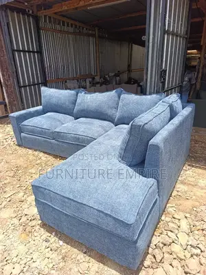 6 Seater Light Blue Bubble L Sofa With Cushions