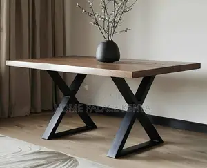 Wooden Table: Heavy Duty Rectangular Iron Metal Desk