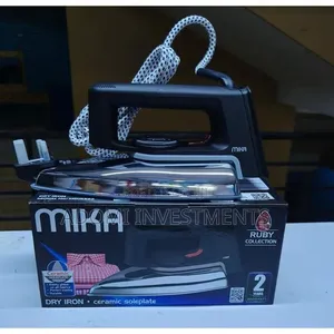 Mika Iron Box/Dry Iron, Ceramic Soleplate, Black Grey