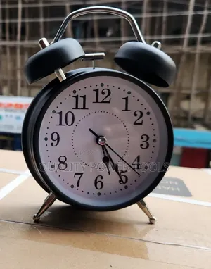 Alarm Clock Classic Retro Twin Bell Design With a Black Brushed Metal