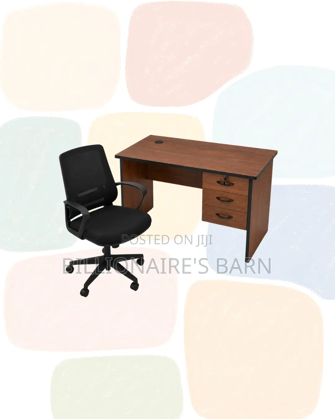Compact 1m Desk and Mid-Back Ergonomic Mesh Chair for Study Sessions