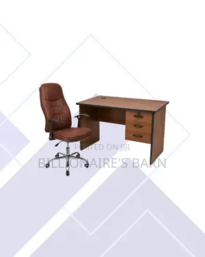 Compact 1m Desk and Brown Executive Leather Chair for Study Sessions