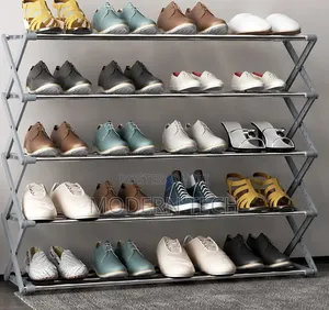 5 Tier Metallic Collapsible Shoe Rack