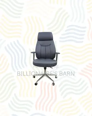 Grey Executive Leather Chair High Back for Daily Office Comfort