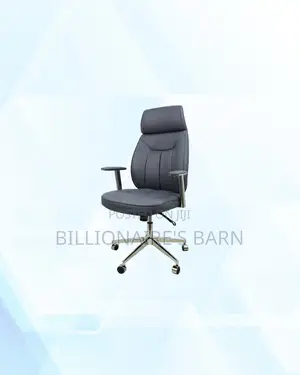Practical Grey Executive Leather Chair High Back for Home Office Use