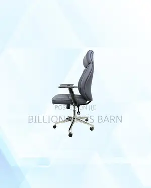 Practical Grey Executive Leather Chair High Back for Home Office Use