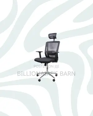 Practical Black Mesh Office Chair With Headrest for Long Sitting Hours