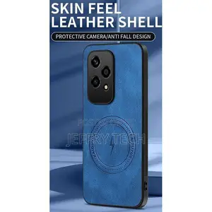 Honor 200 Lite Magnetic Matte Pu Leather Camera Lens Protection Back