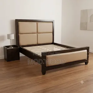 Modern Upholstered 5ft by 6ft Solid Wood Bed Frame With a Side Table