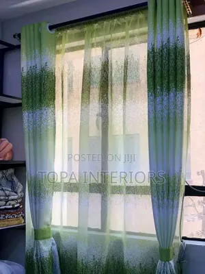 Green Flowered Curtains for House Decoration